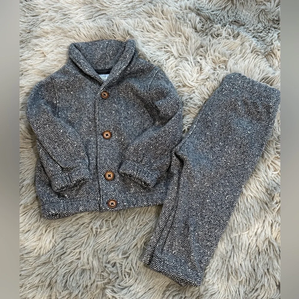 Carter's Navy and White Herringbone Set